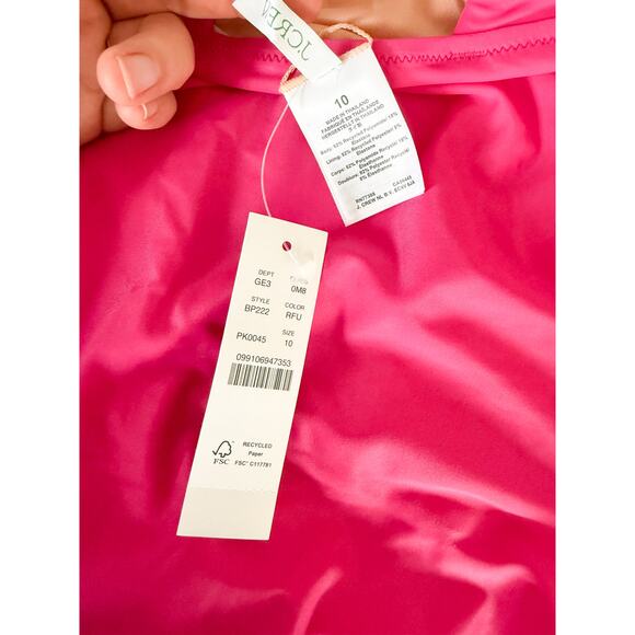 J. Crew | NWT | Ruched ruffle one-piece swimsuit in Radiant Fuchsia | Sz 10 - Picture 9 of 13